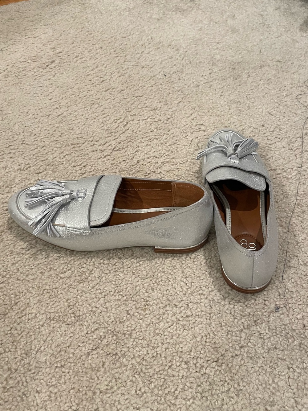 Franco Sarto Silver Tassel Loafers
